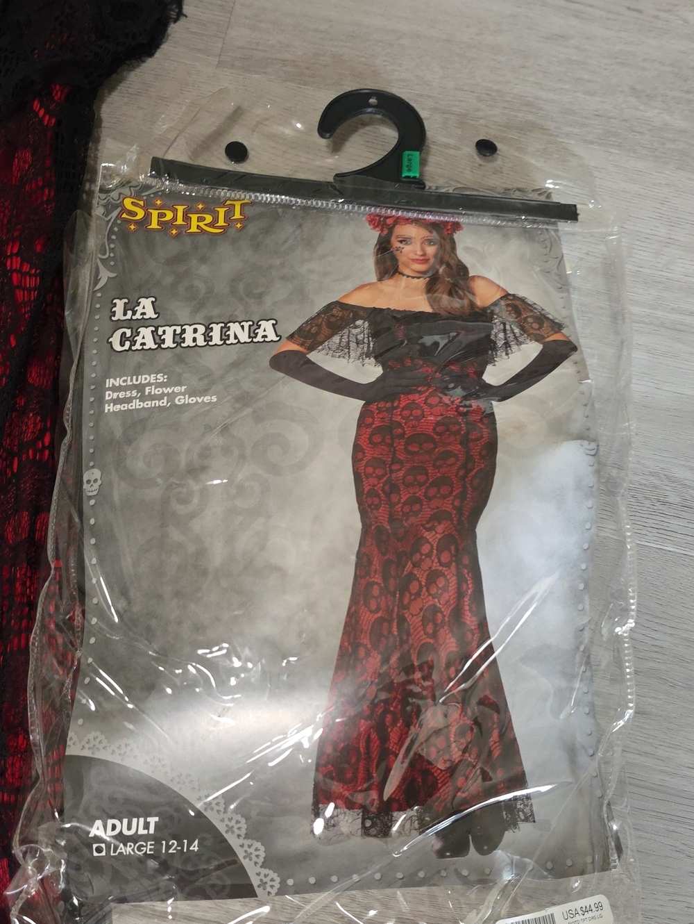 Spirit Women's Red and Black One-Shoulder Lace La Catrina Dress